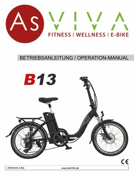 E-Bike pieghevole B13 Bedienungsanleitung