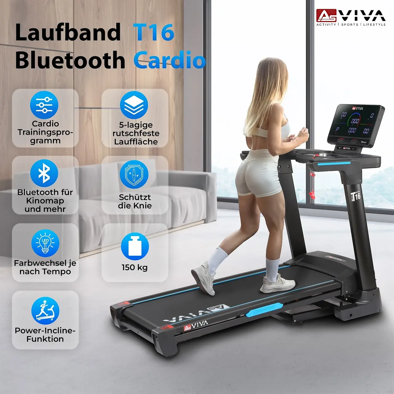 AsVIVA T16 Smart Run – tapis roulant cardio Bluetooth in sintesi