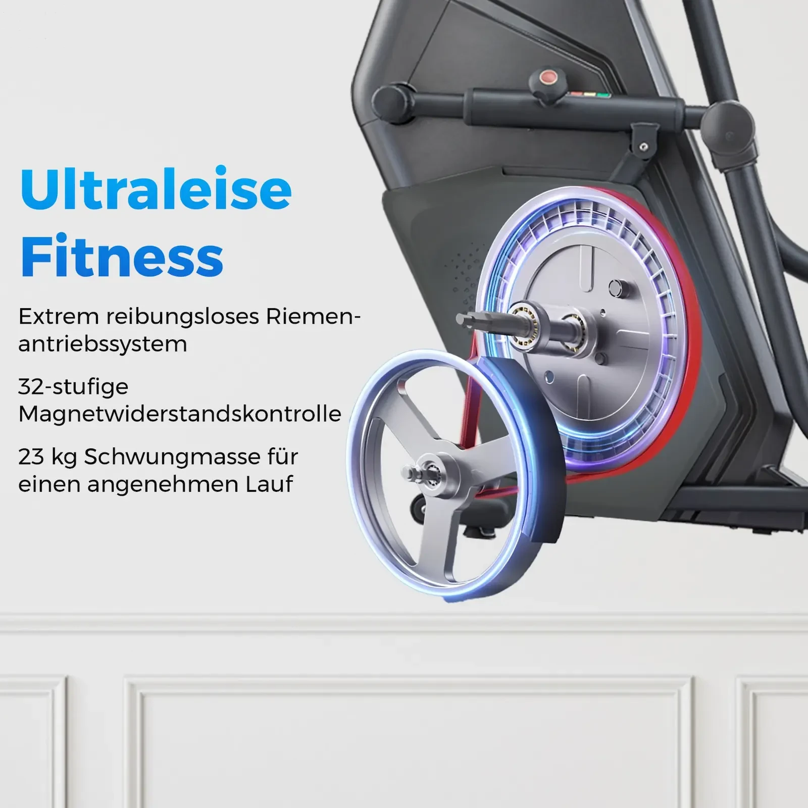 Trasmissione a cinghia ultrasilenziosa con volano da 23 kg