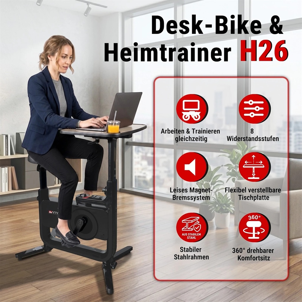 Desk-Bike & Heimtrainer H26 – Detailansicht