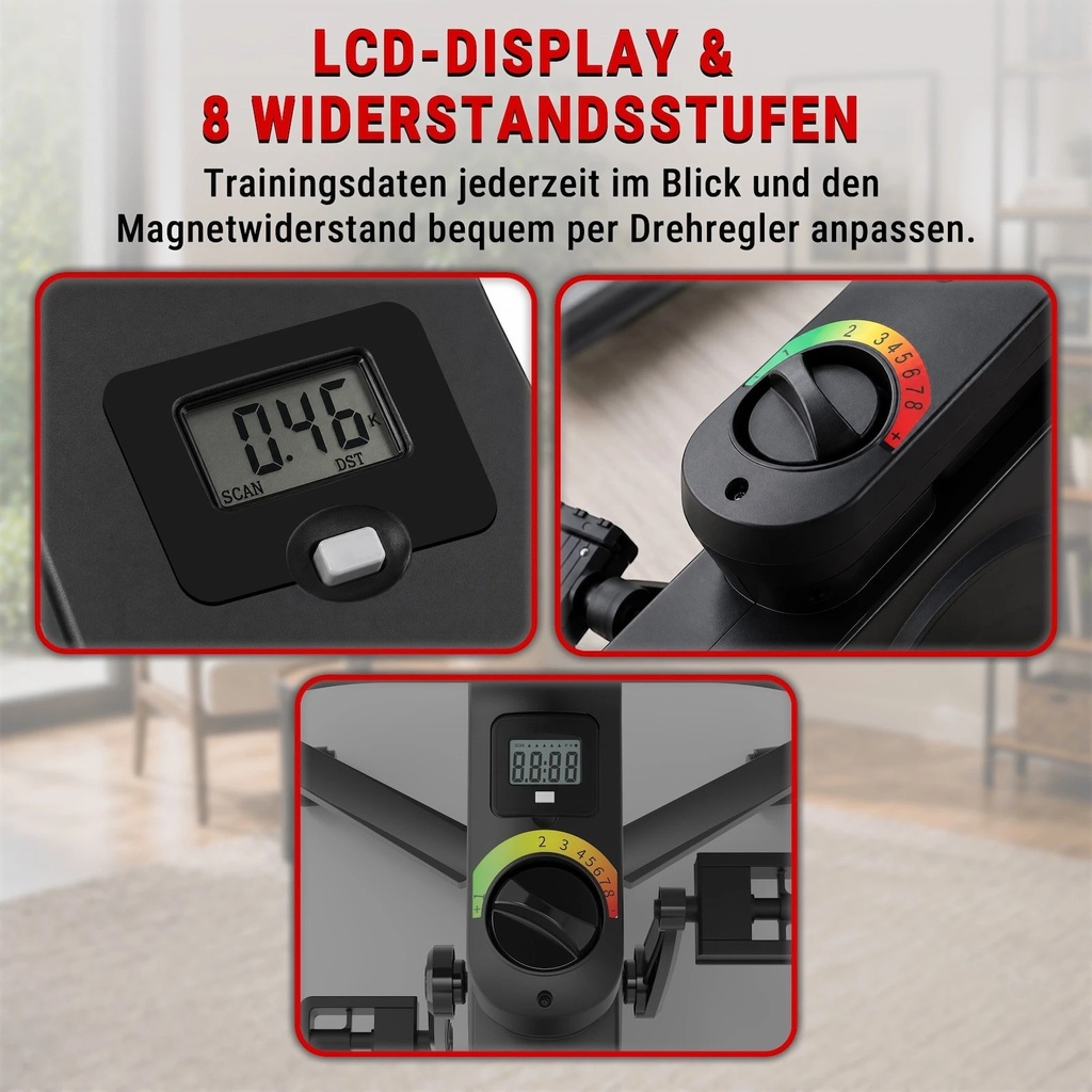 Desk-Bike & Heimtrainer H26 – LCD Display Widerstandsstufen