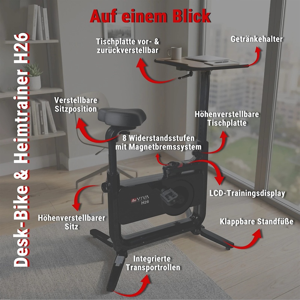 Desk-Bike & Heimtrainer H26 – Auf Einem Blick