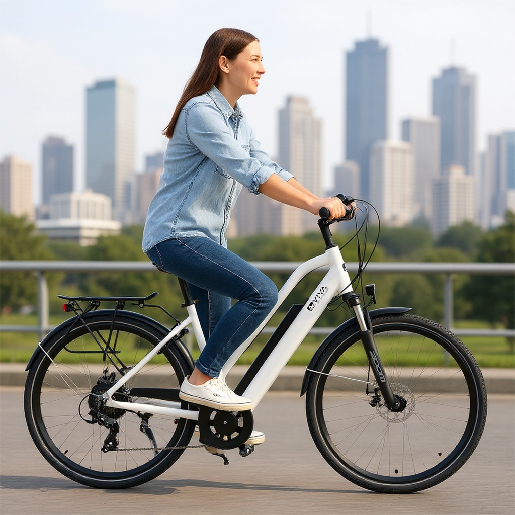 AsVIVA City E-Bike B15 – 28 Zoll – Weiß - Trainingsansicht
