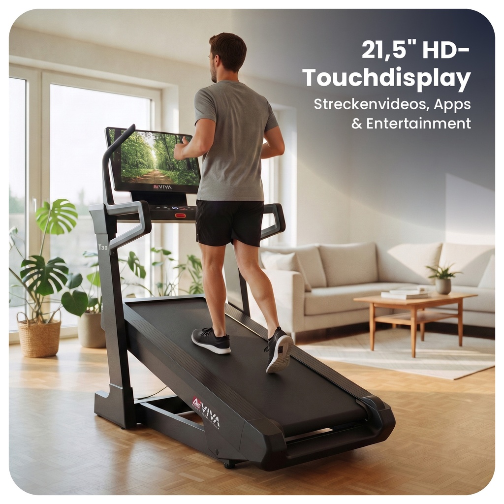 Grande display touch da 21,5 pollici del tapis roulant AsVIVA T30 Pro Max Climb Marathon per il controllo dell'allenamento