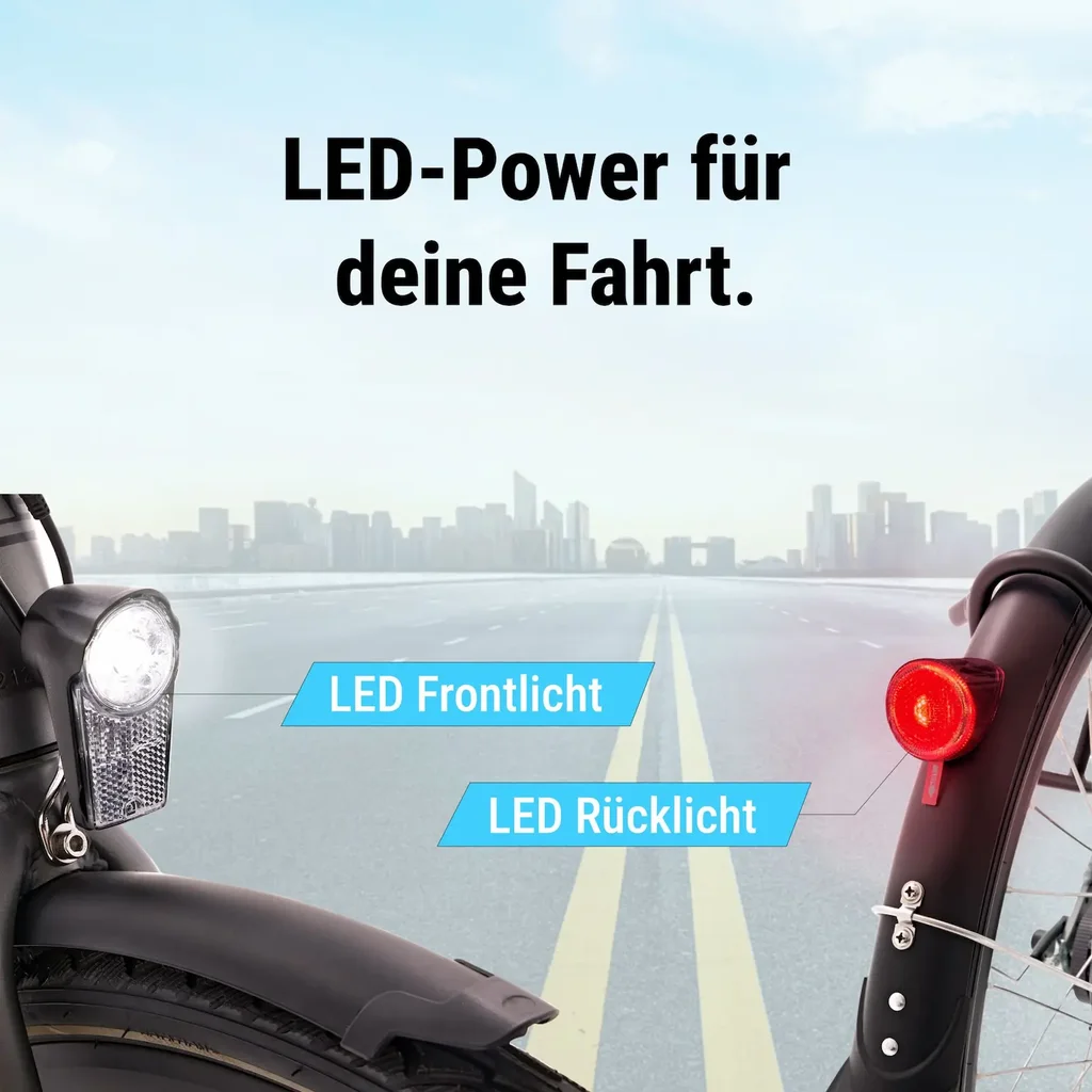 AsVIVA E-Bike BC1B – 28" Urban Citybike – Illuminazione LED e illuminazione
