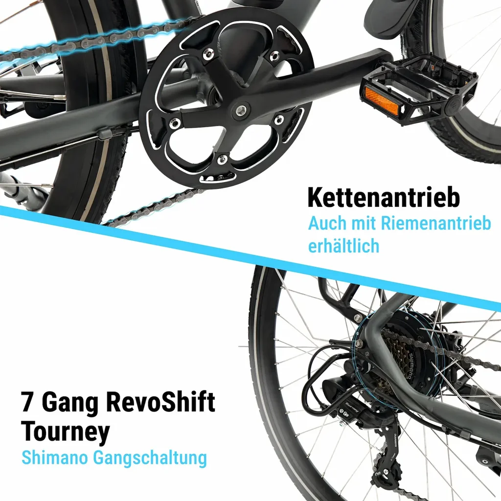 AsVIVA Urban City E-Bike BC1C – 28 pollici – Trasmissione a catena