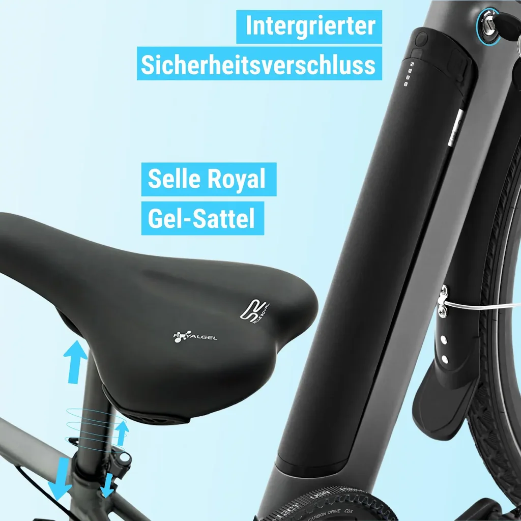 AsVIVA Urban City E-Bike BC1C – 28 pollici – Chiusura di sicurezza