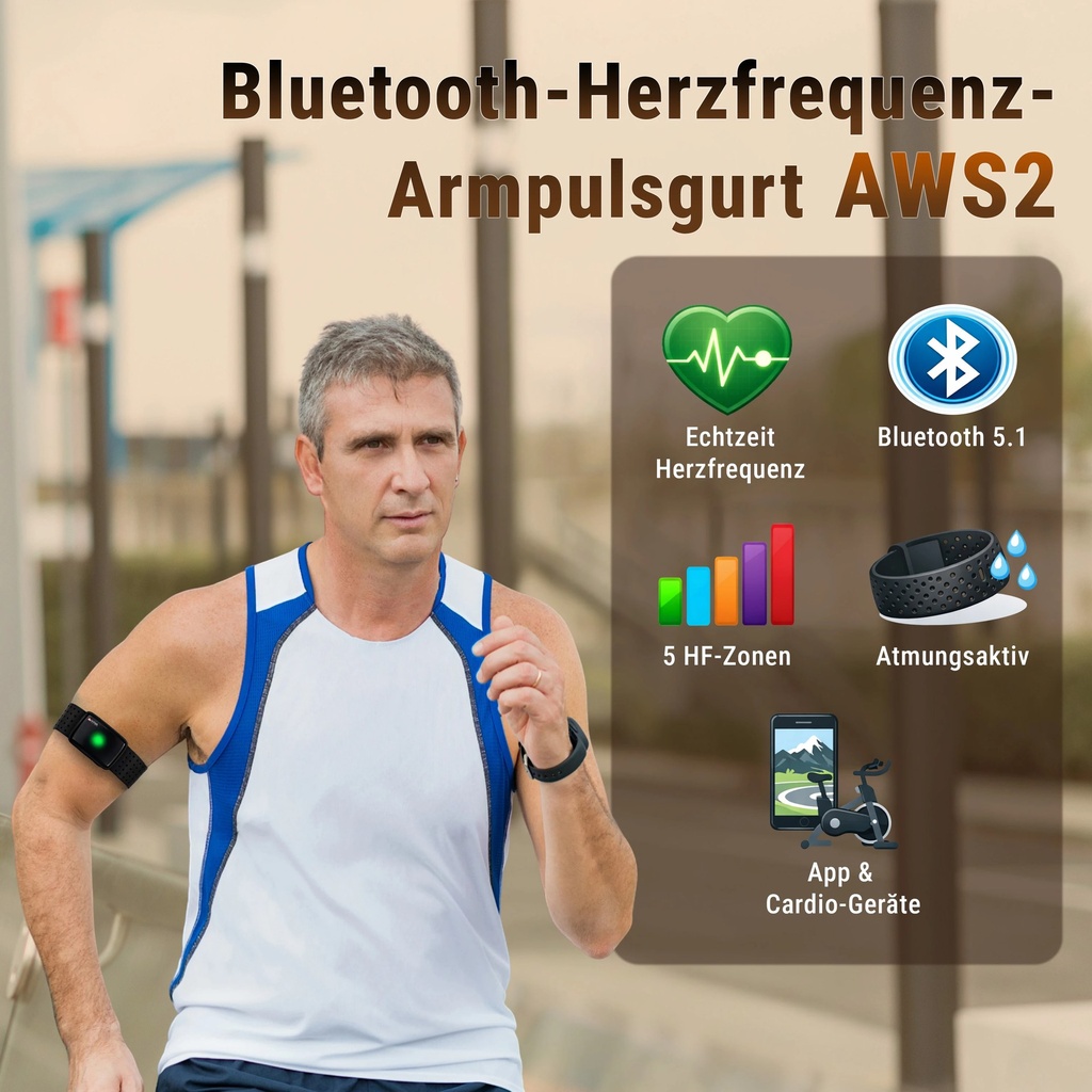 Fascia da braccio cardio AsVIVA [AWS2] con Bluetooth AWS2 - Vista dettagliata