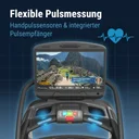 Misurazione della frequenza cardiaca tramite fascia toracica durante l'allenamento sul tapis roulant AsVIVA T22 Studio Pro