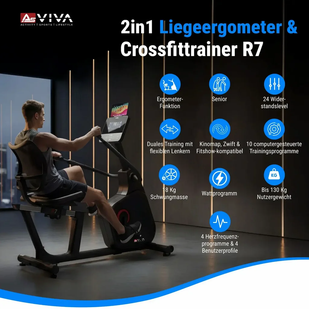 AsVIVA 2in1 Ergometro orizzontale con braccia mobili R7