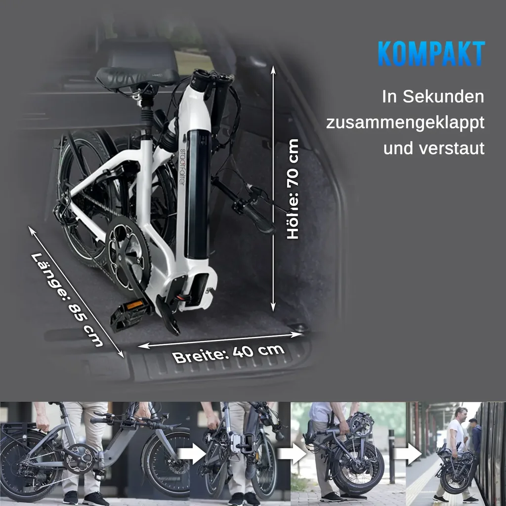 Bici elettrica pieghevole AsVIVA Stadtfalter B13 – Struttura compatta