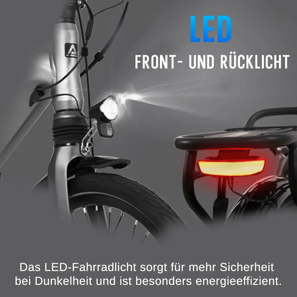 Bici elettrica pieghevole AsVIVA Stadtfalter B13 – Illuminazione a LED
