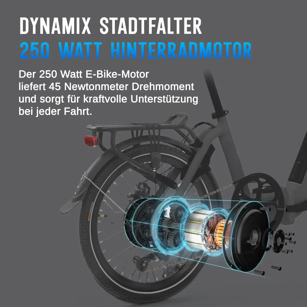 Bici elettrica pieghevole AsVIVA Stadtfalter B13 – Motore sulla ruota posteriore