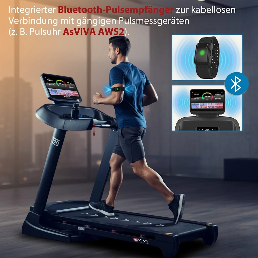 Tapis roulant AsVIVA T20 Cardio Pro Runner – Ricevitore di pulsazioni