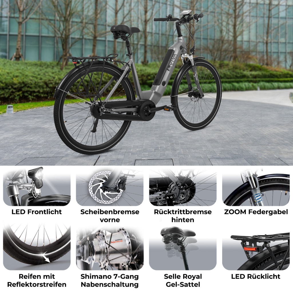 City E-Bike AsVIVA Stadtfalter B14 – Grigio/Bianco