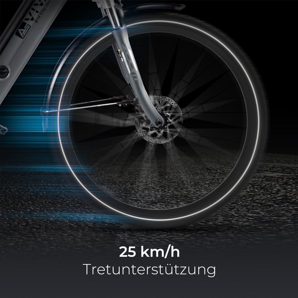 City E-Bike AsVIVA Stadtfalter B14 – Grigio/Bianco – Vista 7