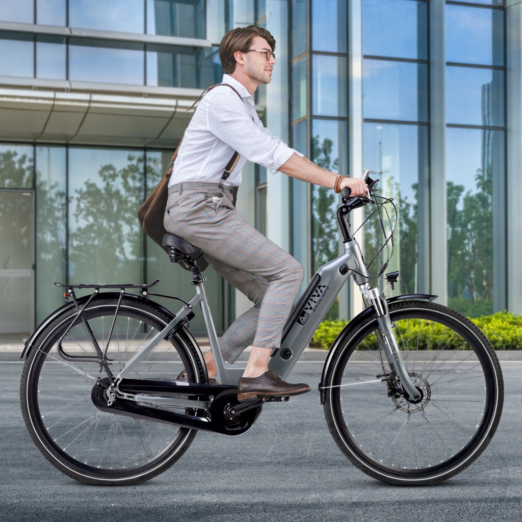 City E-Bike AsVIVA Stadtfalter B14 – Grigio/Bianco – Vista 11