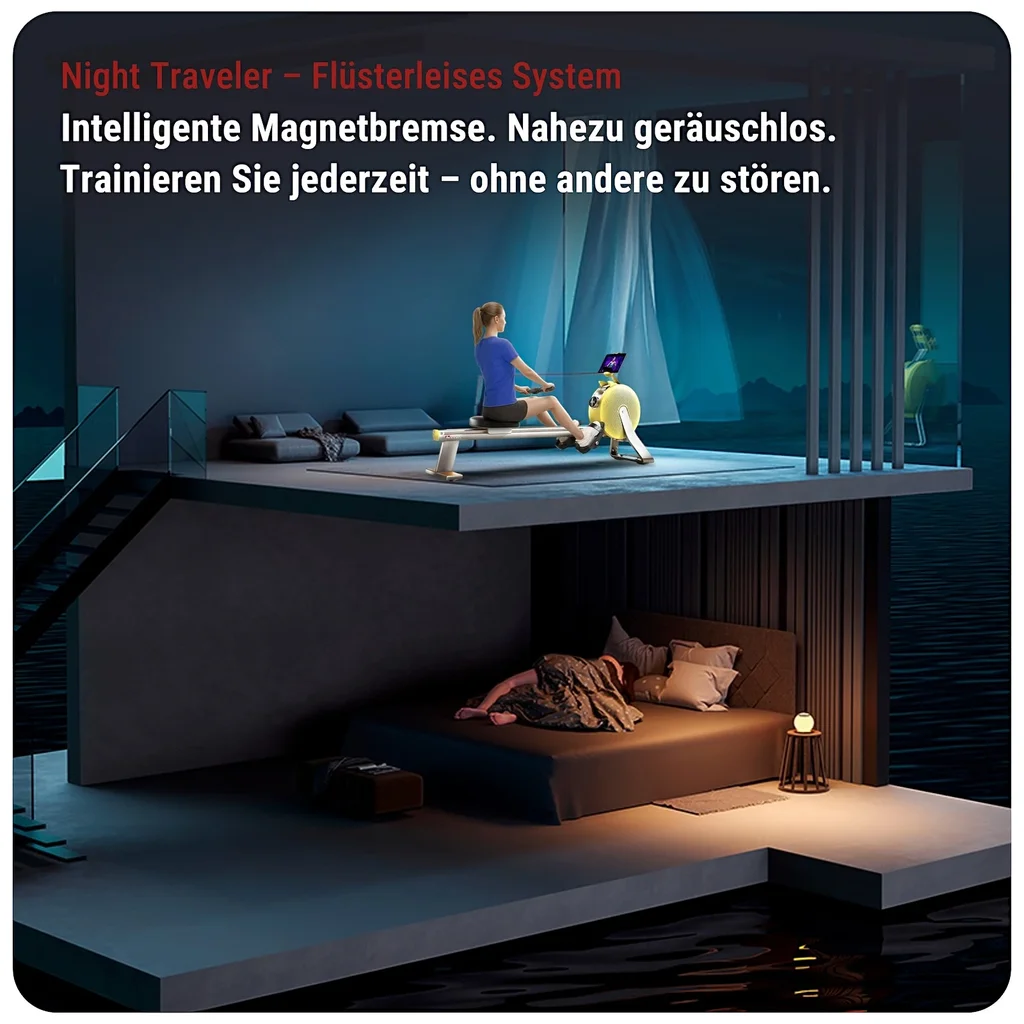 Vogatore AsVIVA RA20 con sistema di frenata magnetica silenzioso per un allenamento tranquillo in casa