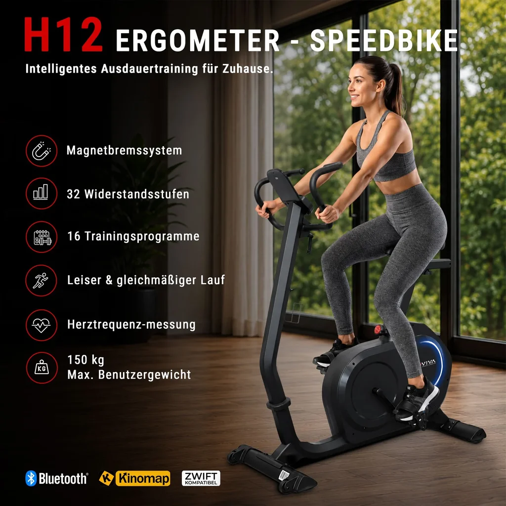 Ergometro cyclette LED AsVIVA H12 ad accesso facilitato