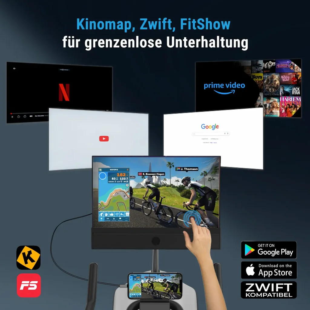 AsVIVA Speedbike S11S compatibile con app di allenamento come Kinomap e Zwift per workout vari