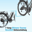 City E-Bike B15 (Grau, brauner Sattel, breites Display) – 7-Gang-Kettenschaltung
